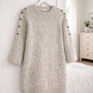 Madewell Speckled Knit Sweater Dress Size Small | Button Sleeve | Cozy Chic